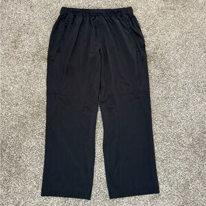 Lululemon Men's Black Stretch Nylon Elastic Waist Fitness Pants Zip Pockets XL